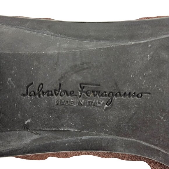Salvatore Ferragamo Shoes Size 9.5B Womens Brown Suede Slip On Loafers Comfort - Picture 9 of 11